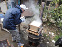 もち米が炊き上がる